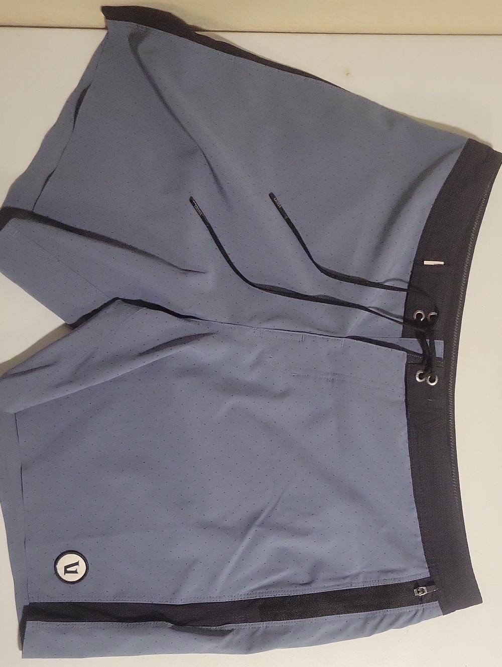Vuori Blue Hybrid Performance Shorts with Black Waistband
